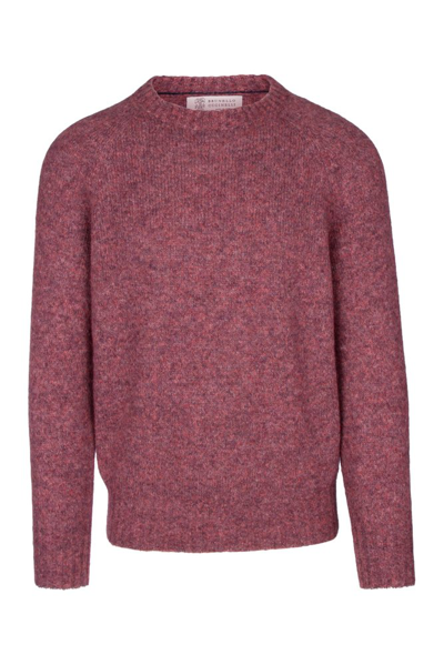 Brunello Cucinelli Crewneck Knitted Sweater In Rose