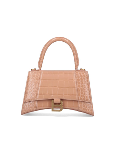 Balenciaga Hourglass Crocodile-embossed Bag In Pink