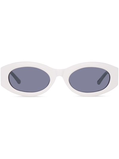 Linda Farrow X  Oval-frame Sunglasses In White / Silver