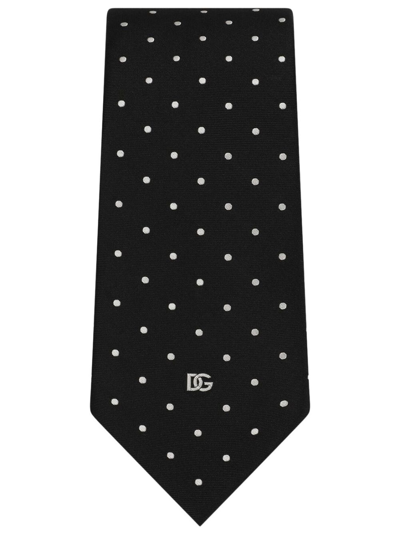 Dolce & Gabbana Polka Dot-print Silk Tie In Black