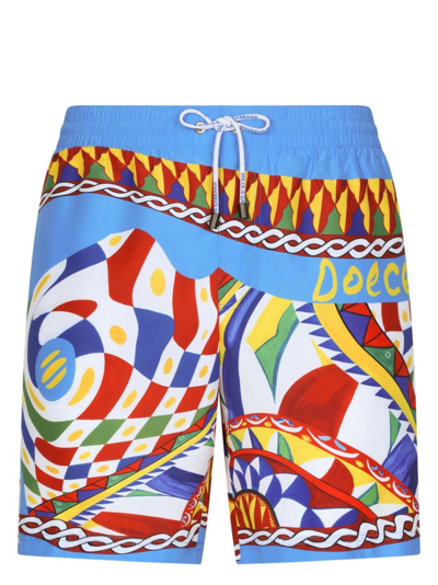 Dolce & Gabbana Abstract-print Swim Shorts In Carretto