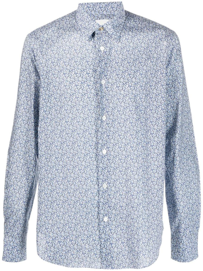 Paul Smith Graphic-print Long-sleeved Shirt In Light Blue