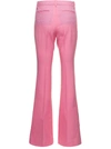 Versace Pink Flare Pants With Tonal Logo Lettering In Wool Woman In Pink
