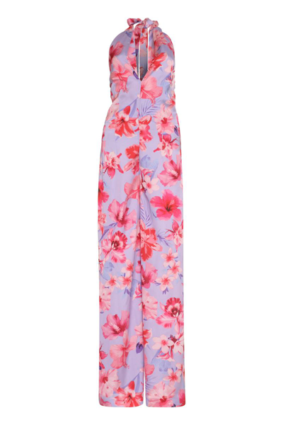 Pinko Printed Jumpsuit In Lilac