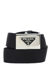 Prada Woven Nylon Belt In Nero