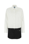 Prada Cotton And Re-nylon Shirt Dress In Multicoloured