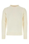 Prada Stretch Cashmere Blend Crew Neck Sweater In White