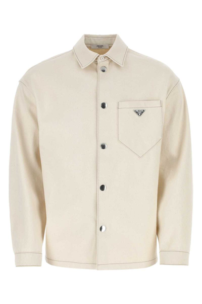 Prada Shirts With Long Sleeves And Chest Pocket In Beige O Tan 