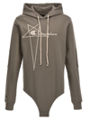 Rick Owens Champion X Hooded Bodysuit In Gray