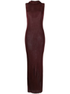 Saint Laurent Bordeaux Long Dress With Hood In Bordeaux