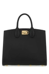 Ferragamo Black Leather The Studio Handbag In Black