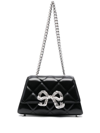 Self-portrait Black Quilted Shoulder Mini Bow Bag In Black