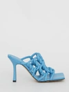 Bottega Veneta 100mm Twisted Interwoven Leather Sandals In Turquoise