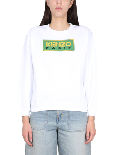 Kenzo Logo Patch Crew-neck Sweatshirt In White