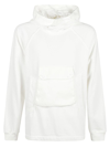 Ten C Cotton Hoodie Front Pocket In White