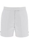 Thom Browne Grey Seersucker High Waisted Shorts In Multicolor