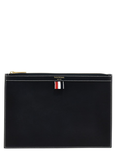 Thom Browne Small Document Pouch In Blue