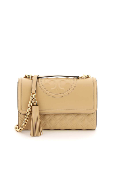 Tory Burch Fleming Convertible Small Shoulder Bag In Beige