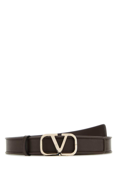 Valentino Garavani Vlogo Signature Leather Belt In Brown