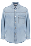 VALENTINO VALENTINO GARAVANI DENIM OVERSHIRT WITH STAMPED VLOGO SIGNATURE