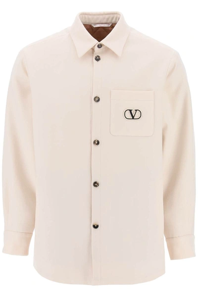 Valentino Padded Overshirt With Vlogo Signature Patch In White