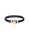 Versace Medusa Head-embellished Leather Bracelet In Black,gold