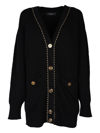 Versace Essential Series Wool Knit Button-front Sweater In Black