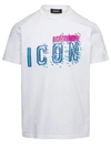 DSQUARED2 WHITE T-SHIRT WITH 'D-SQUARED2 ICON' PRINT IN COTTON MAN