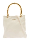 JIL SANDER WHITE TOTE BAG WITH BAMBOO STYLE HANDLES IN LEATHER WOMAN