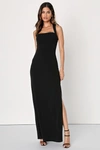 Lulus Glamorous Dedication Black Sleeveless Column Maxi Dress In Black