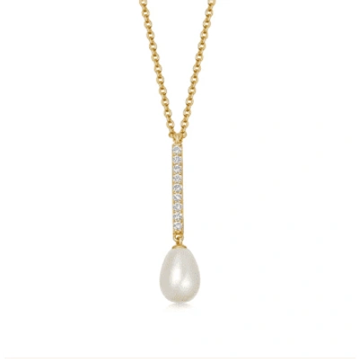 Astley Clarke Celestial Pearl And Sapphire Drop Pendant Necklace In Gold