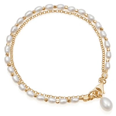 Astley Clarke Celestial Double Chain Pearl Bracelet In Gold