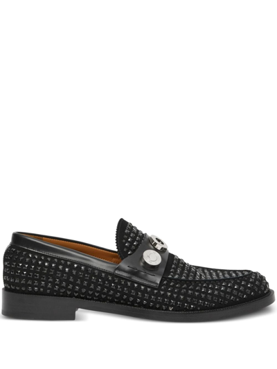 Burberry Black Logo Crystal Loafers In A1189 Black