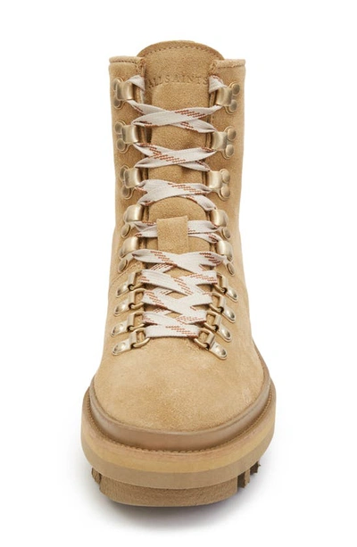 Allsaints Wanda Genuine Shearling Combat Boot In Sand