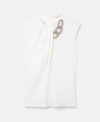 Stella Mccartney Falabella Crystal Chain Sleeveless Top In White