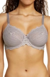 Chantelle Lingerie Rive Gauche Full Coverage Underwire Bra In Grey/ Lavender Frost-mq