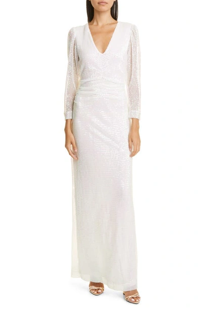 Bytimo Sequin Ruched Column Dress In 003 - Off White