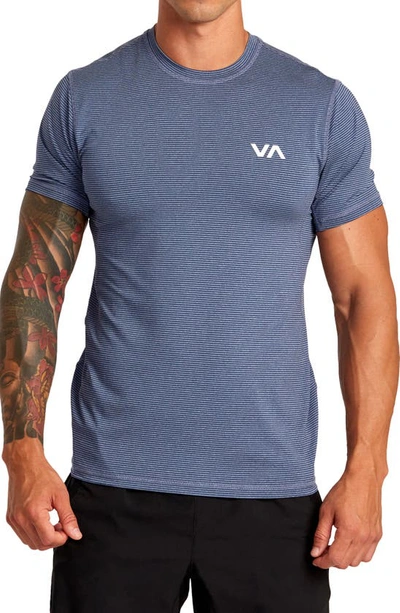 Rvca Sport Vent Stripe Performance Graphic T-shirt In Army Blue