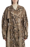 Stella Mccartney Python Print Belted Trench Coat In 2203 Multicolor Brown