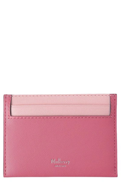 Mulberry Leather Card Case In Geranium Pink-powder Rose