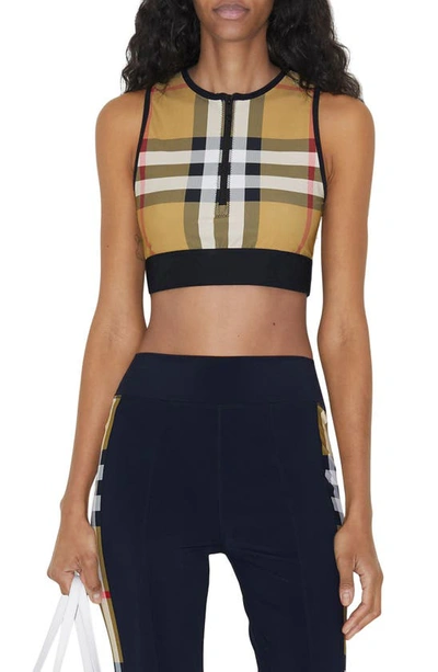 BURBERRY BURBERRY ZADIE CHECK ATHLEISURE CROP TOP