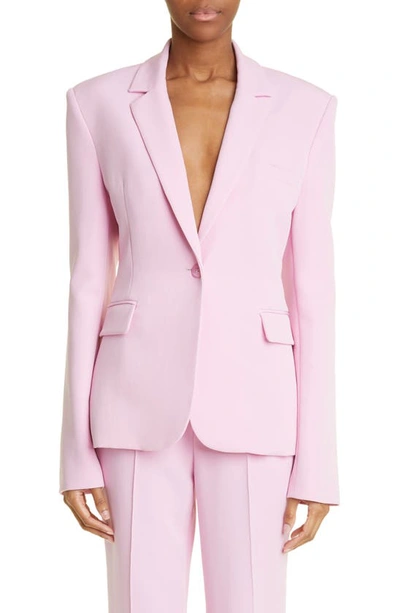 Lapointe Matte Crepe Strong-shoulder Single-breasted Blazer In Blossom