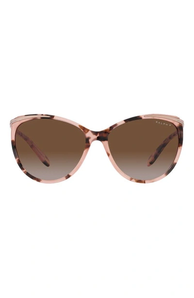 Ralph 59mm Gradient Polarized Cat Eye Sunglasses In Pink Havana