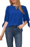 Cece Tie Sleeve High-low Blouse In Deep Royal Blue