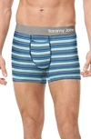 Tommy John Cool Cotton 4-inch Boxer Briefs In River Blue Tabloid Stripe