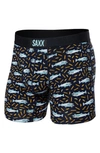 Saxx Vibe Boxer Briefs In Fish And Chips- Navy