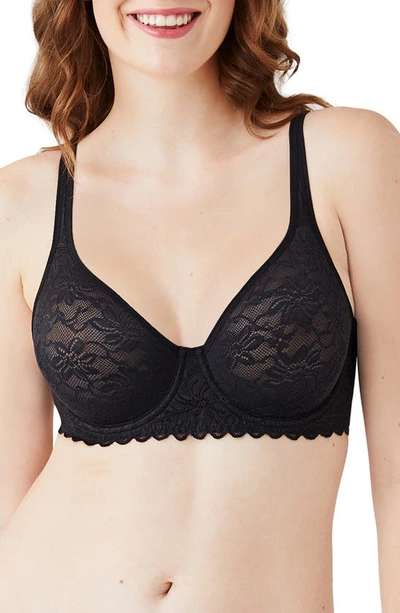 Wacoal Soft Sense Underwire Lace Bra In Black