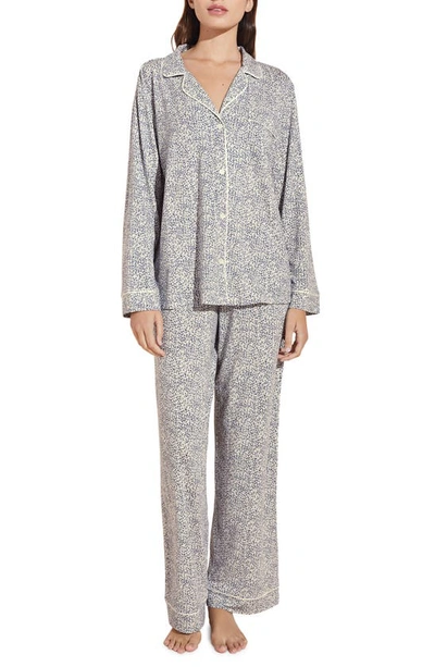 Eberjey Gisele Print Jersey Knit Pajamas In Animale Coastal Blue