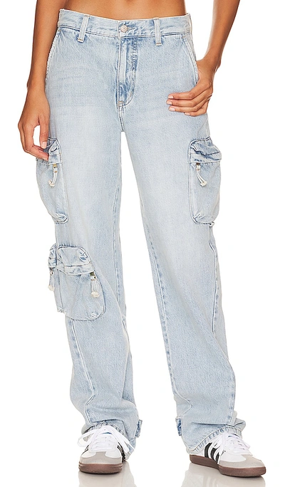 Pistola Bobbie Loose Straight Leg Cargo Jeans In Tidal Wave