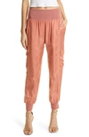 Cinq À Sept Tous Les Jours Giles Satin Jogger Pants In Apricot